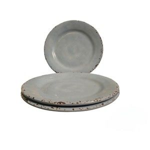 Tommy Bahama Blue Crackle Plate Set of 3 Salad Plastic Plates Perfect Condition